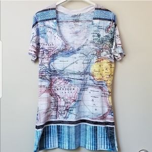 Citi Life World Map V Neck Tissue Tee